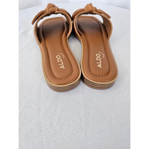 ALDO Women's Lavinia Knot-Trim Slide Flat Sandals Size 6.5 Color Cognac NWT - Picture 4 of 6
